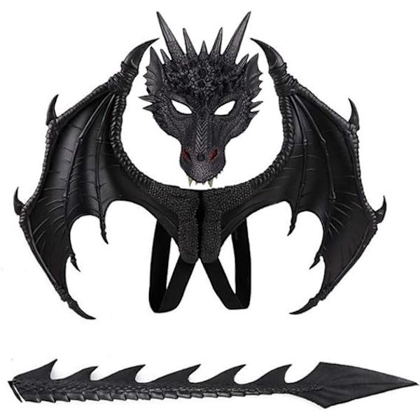 Lasten lohikäärmeen siipipuku Cosplay-dinosauruksen häntänaamiosetti Ch