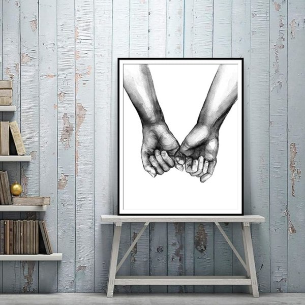 3 delar hand i hand väggkonst canvas tryck affisch nordisk fashio
