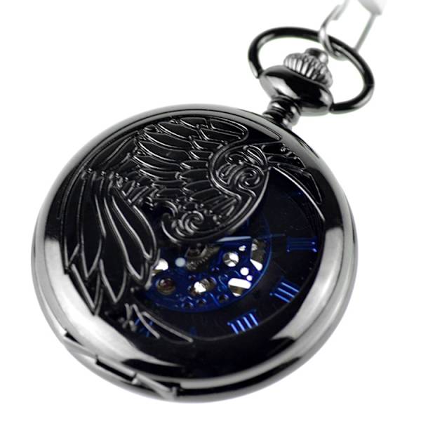 1 U Eagle/Angel/Phoenix Blå Romertal Mekanisk Dial Lommeur