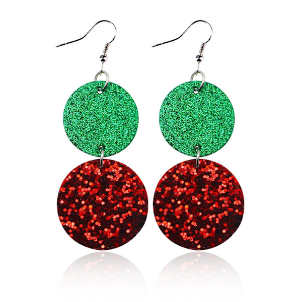 Röda och gröna glitter PU-läder julörhängen, julklapp