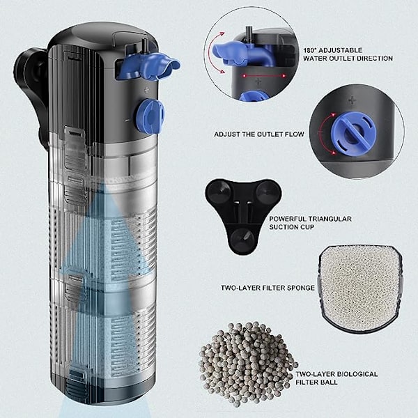 Fisketank Akvariefilter: 8W Intern Filterpumpe til 40-120 Ga