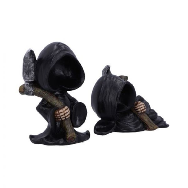 2pcs 9cm Halloween Grim Reaper Statue Resin Black Robe Nightcraw