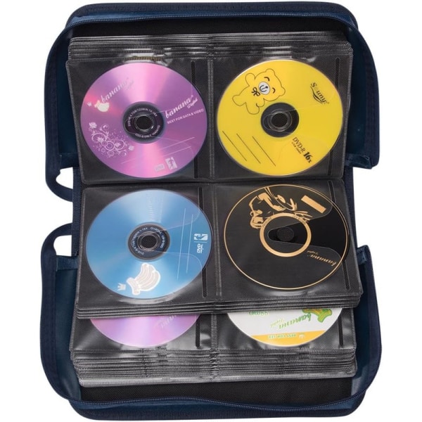 CD/DVD-etuiholder, 128 kapacitet CD VCD mediemappe, opbevaring, holder, hæfte, arrangør - sort