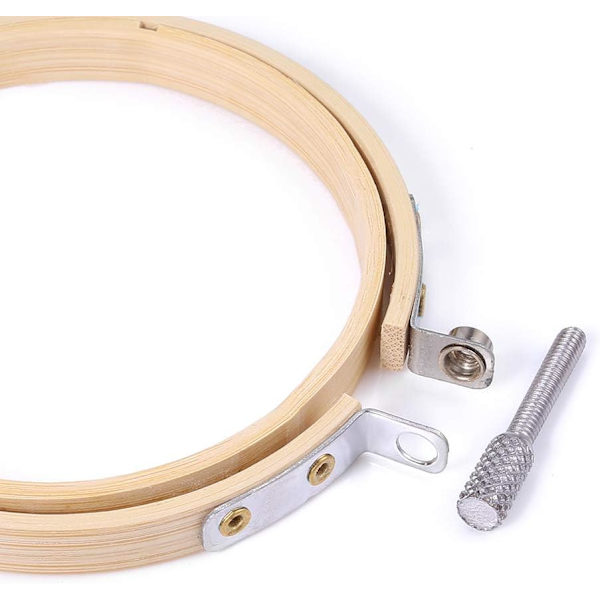 6-pack 10 cm broderiram i bambu, runda träkorsstygnsbroderier