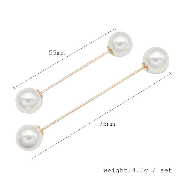 1 set med 6 stycken tröjklämma dubbelhuvud pärla brosch set cros