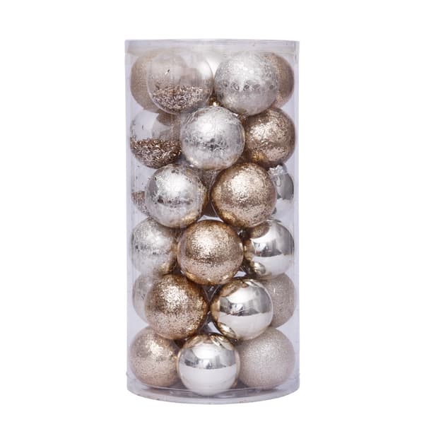 Julepynt 6cm/30stk gylden gennemsigtig kugle Jul