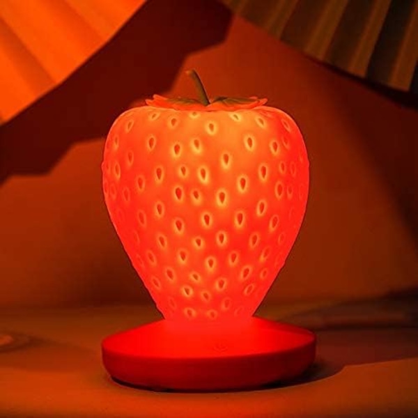 Strawberry Night Light, Söt Silikon Strawberry Lamp Nursery LE