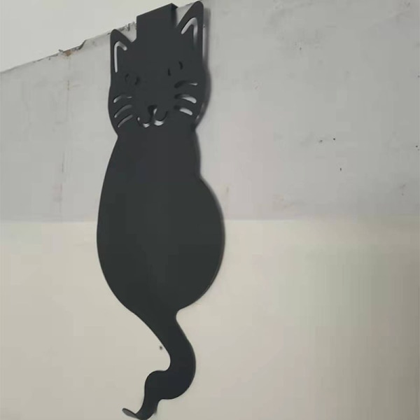 Kattformade dörrkrokar - Svart katt - Handduks-/jackhållare - Håller 10-15 kg - I