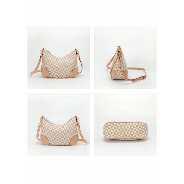 Handväska i läder för kvinnor, axelväska för kvinnor, crossbody-väska för kvinnor, axelväska med armhåla med förlängd justerbar axelrem - beige beige