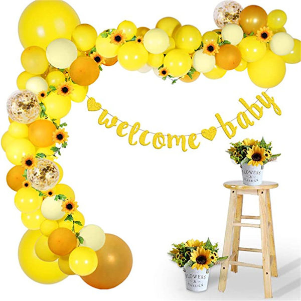 Solsikke ballon guirlande til babyshower dekorationer til piger eller drenge