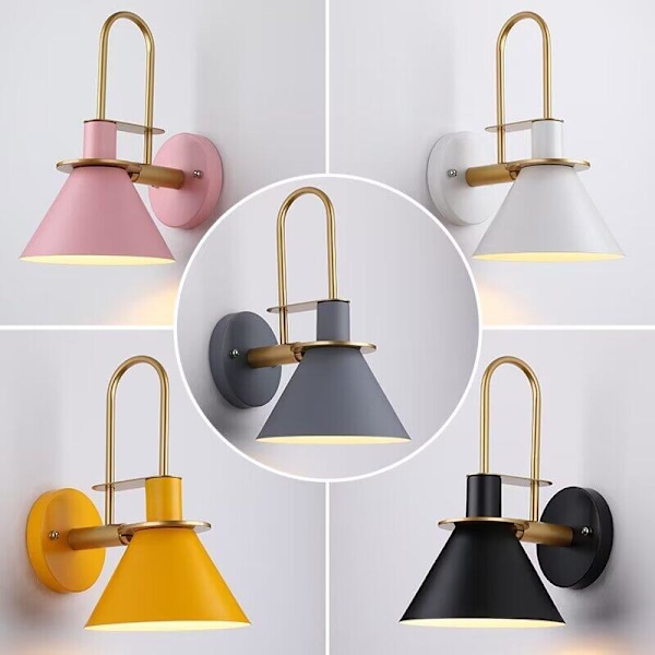 Enkel væglampe til stuen Kreativ baggrundsvæg Ganglampe Nordisk Macaron Personlighed Soveværelse Sengelampe (Pink)