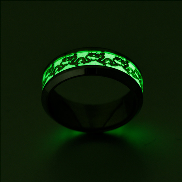 Dragon Glow in the Dark Rustfritt Stål Comfort Fit Band Ring-3p