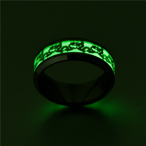 Dragon Glow in the Dark Stainless Steel Comfort Fit Band Ring-3p