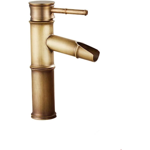 Brass bathroom mixer tap with retro style waterfall