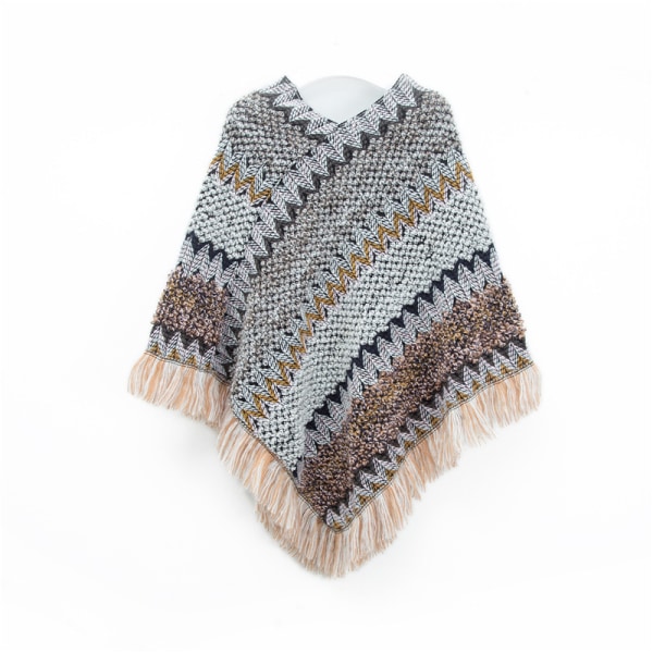 Ponchoer for kvinner, dameponchoer og wraps Vinter Retro Stilig Poncho Sjal for kvinner - Grå