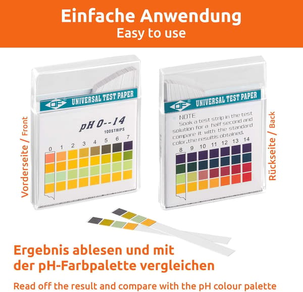 pH-testpapper, lackmuspapper, mätområde 0-14, universell tes