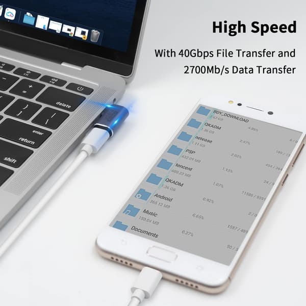 Retvinklet USB C-adapter til USB 4-kabel, 40 Gbps USB 4-kabelannonce