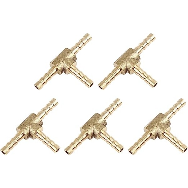 6mm Slangeforbindelse T 3 Pin Messing Slange Adapter 5stk