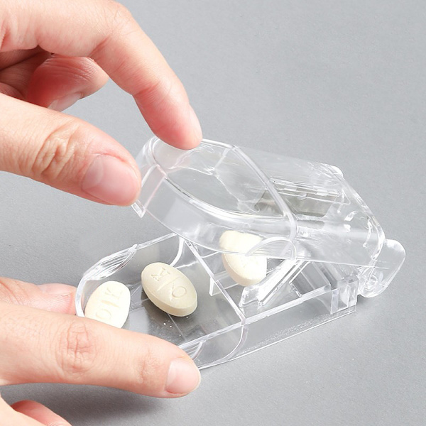4 pillerklippare för små och stora piller, pillerseparator med bl