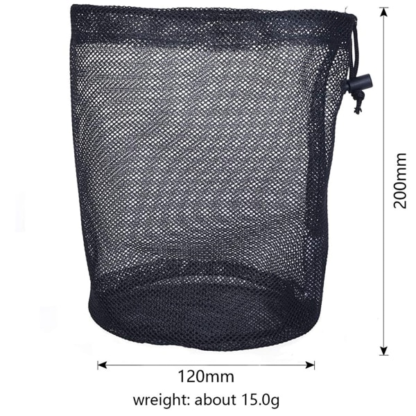 5 stk. Sort Mesh Taske Nylon Taske Holdbar Mesh Taske med Snøre S