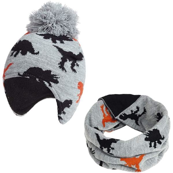 2 i 1 Barnmössa Rund Halsduk Set, Vinter Varma Tjocka Fleece Lin