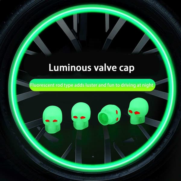 Nya 4 st universella fluorescerande bildäckventilhattar lysande däck