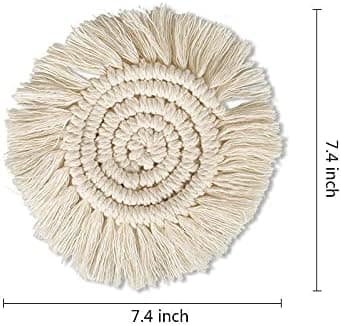 Set med 4 bohemske makramé-brikker absorberende beige brikker for