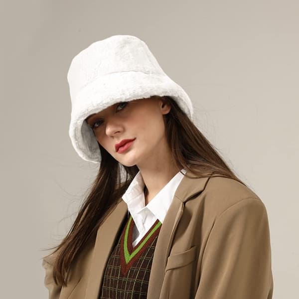 Hat til kvinder og piger - Vinter chic varm hat - Flannel bredskygget hat - 56-58
