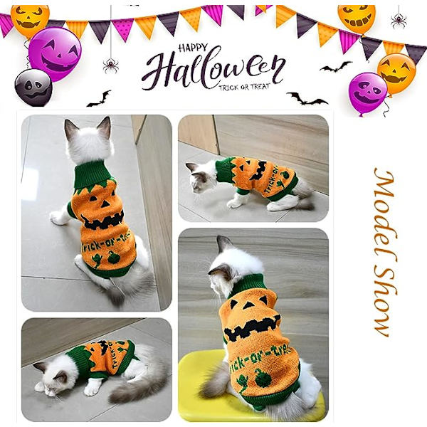 Kæledyr Hvalp Hund Halloween Sweater Kat Græskar Strik Tøj Kostume