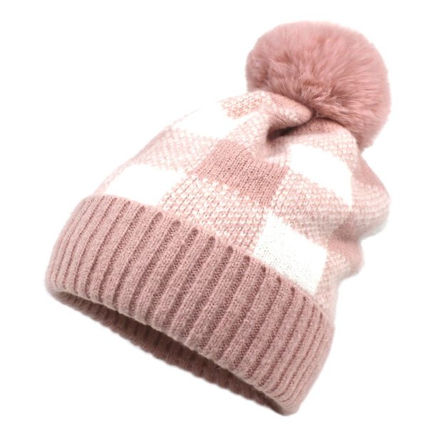 Dam vinter varm hatt retro rutig ullmössa