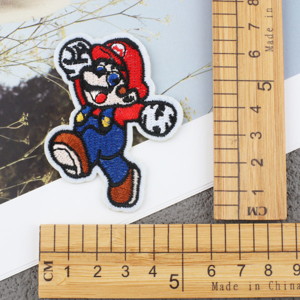 17 stykker nye Mario tegneserie broderi klud, tegneserie broderi