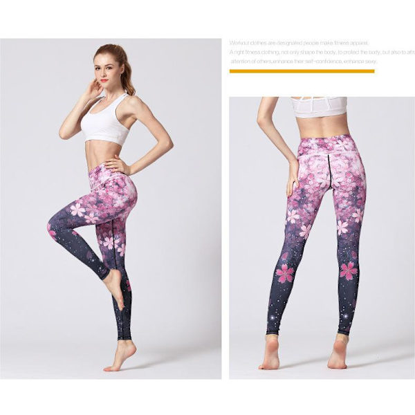 Korkeavyötäröiset painetut skinny-tanssi- ja kehonrakennusleggingsit - HK196 M