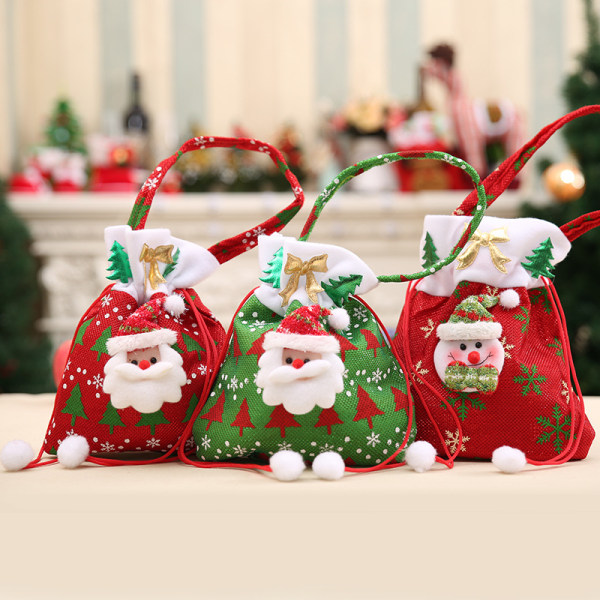 3 juledekorasjoner Ny Santa Claus gavepose julegave