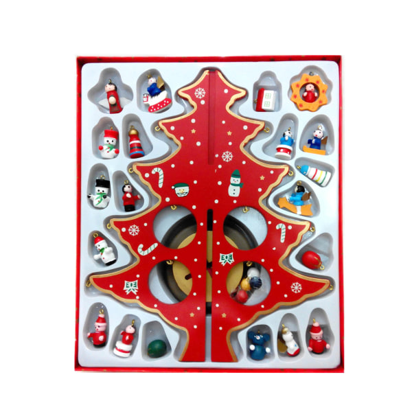 2 stk Miniatyr Julepynt Tre Ornamenter i Tre