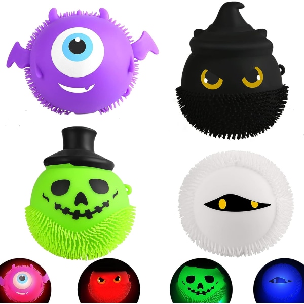 Halloween Party Favors, set med 4 LED-leksaker som lyser upp stress relief