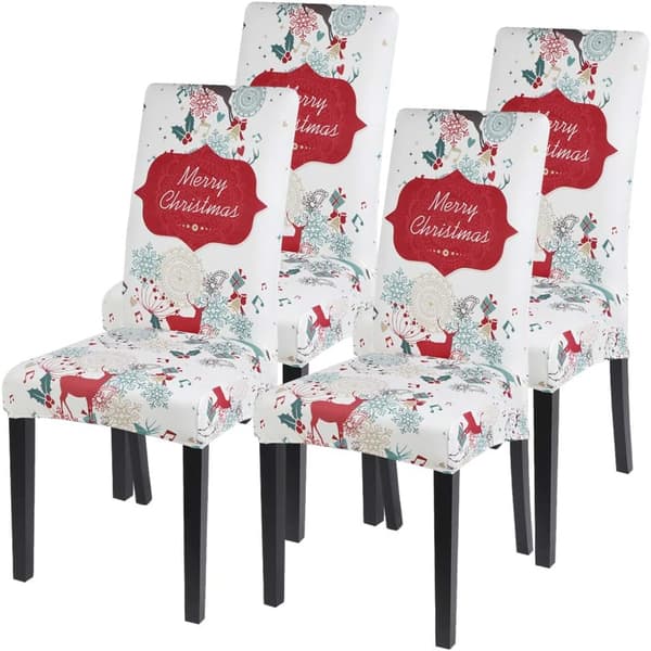 4-pack stretchiga julstolsöverdrag, halkfria matstolsöverdrag