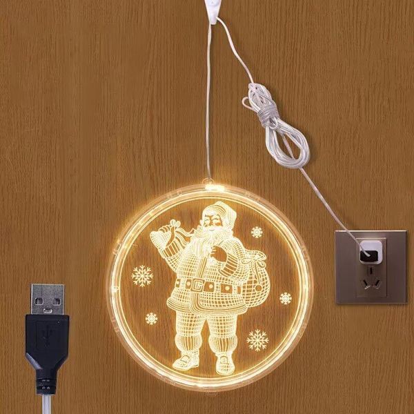 Jouluikkunavalaisin koristeet, Joulukoriste LED Pieni Lyhty Koti Koriste Juhlallinen Huoneen Järjestely (Joulupukki) - USB-tyyppi Diameter 24cm