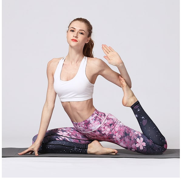 Korkeavyötäröiset painetut skinny-tanssi- ja kehonrakennusleggingsit - HK196 M