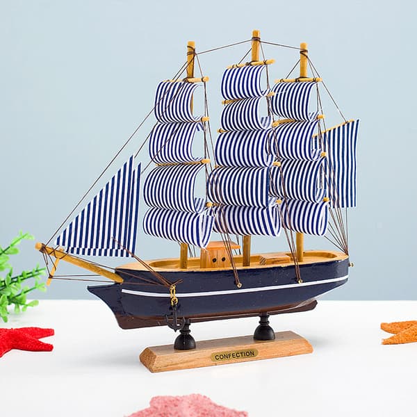Seilbåtmodelldekor, treseilbåt nautisk dekor 23cm*5.
