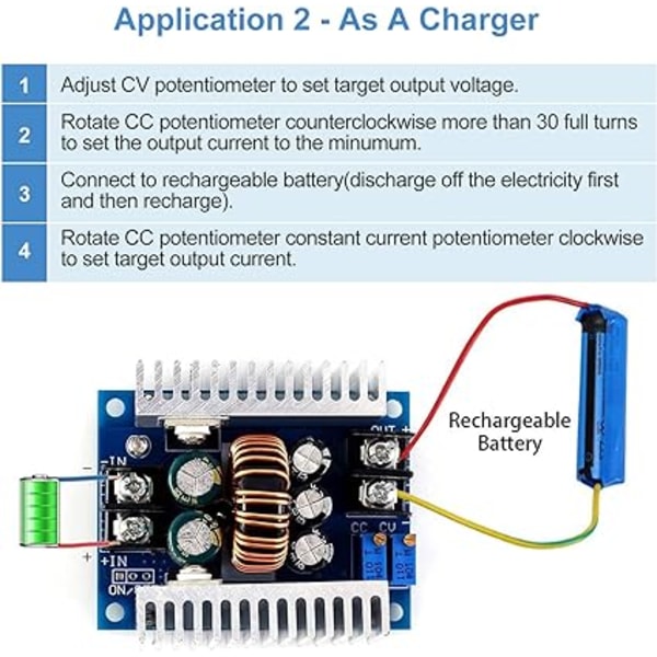 Virtalähdemoduuli 20A DC-DC 6V-40V 1.2V-35V Step Down Buck