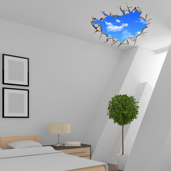 2 stycken självhäftande 3D väggkonst dekoratör blå himmel och whi
