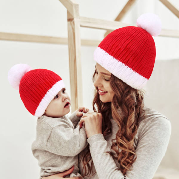 2 stycken höst och vinter ullboll mamma baby stickning swe