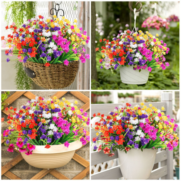 10 stk. Udendørs kunstige blomster, plastblomsterdekoration, UV-resistent