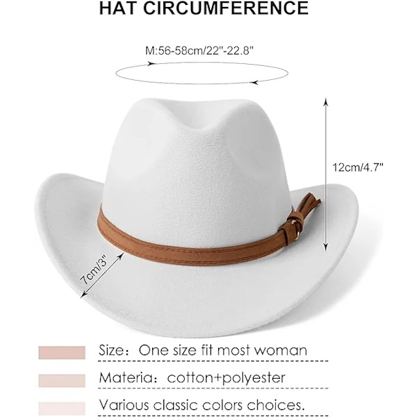 Platt topp Cowboy Top Hat Roll Brim Filt Hatt Män Kvinnor Utomhus Wes