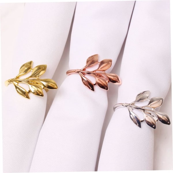 Servietringe Blad Metal Serviet Knap til Jul Thanksgiving Fester Bryllup Ornament Bord Dekoration Guld 6PCS Servietringe