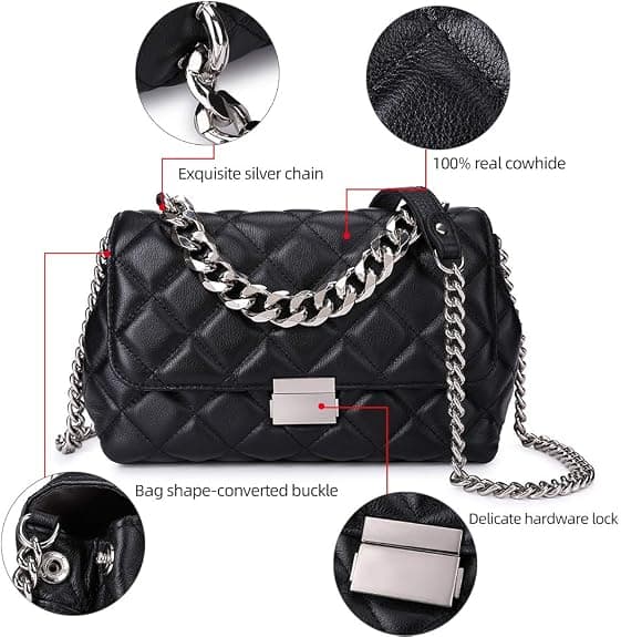 Quiltad läder crossbody handväskor klassisk axelväska med Bla