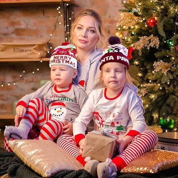 LED Julehat, Unisex Lysende Julehat Strikket Hat Hol
