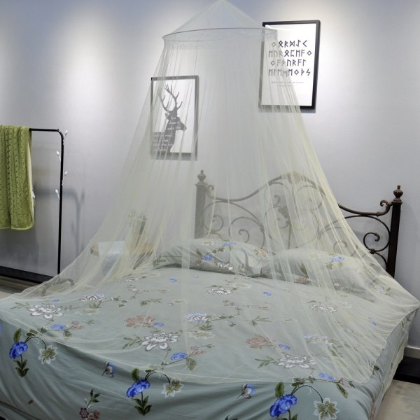 Bekväm säng Princess Round Hoop Lace Bed Canopy Myggnät