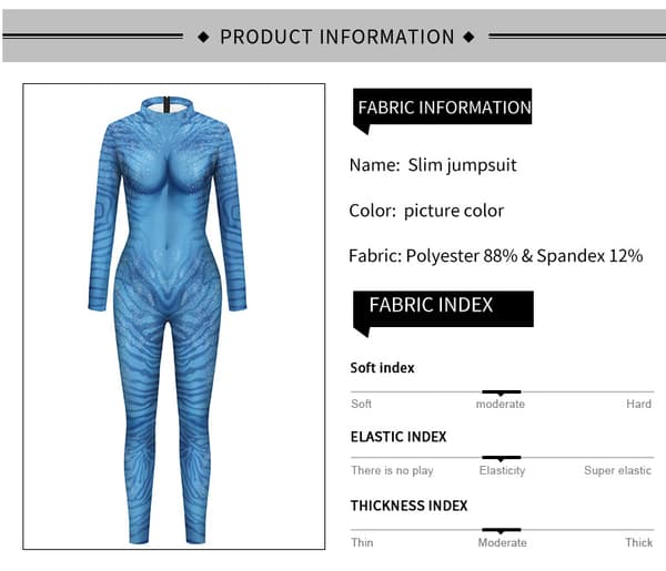 Cosplay Avatar 2 Rollspel 3D Digitaltryck Overall (M)