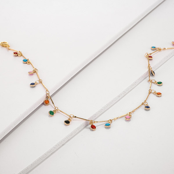 Färgglada godisbollar hänge choker halsband nyckelben kedja kvinnor